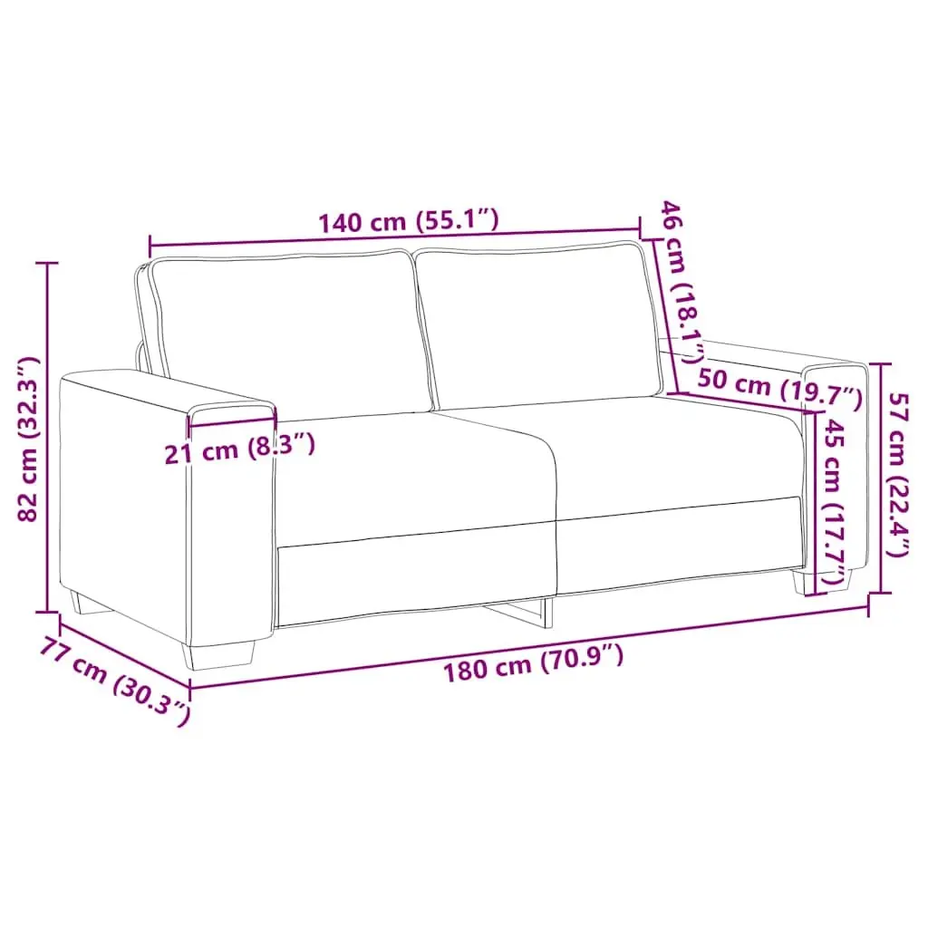 Loveseat Sofa Grey Corduroy 180x77x82cm Comfortable Padded Seating Relaxation