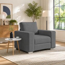 Elegant Grey Fabric Lounge Chair for Living Rooms