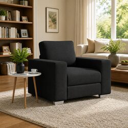 Black Fabric Sofa Chair 100cm for Cozy Living Rooms