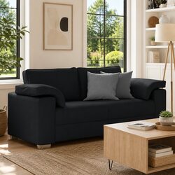 Elegant Black Fabric Loveseat Sofa 180cm for Cozy Living