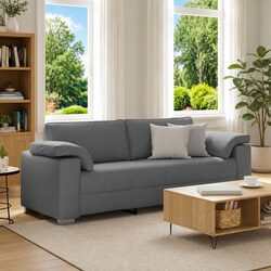 Grey Fabric 3-Seater Sofa for Modern Living Rooms