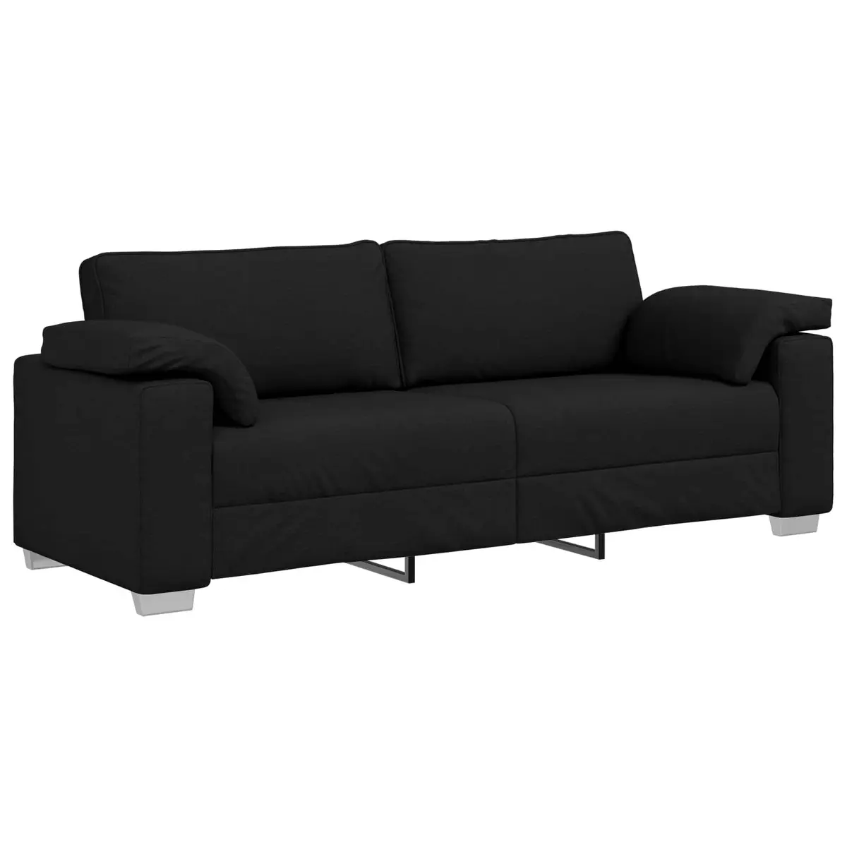 3SeaterSofaBlack220cmFabricModernLoungeFurniture
