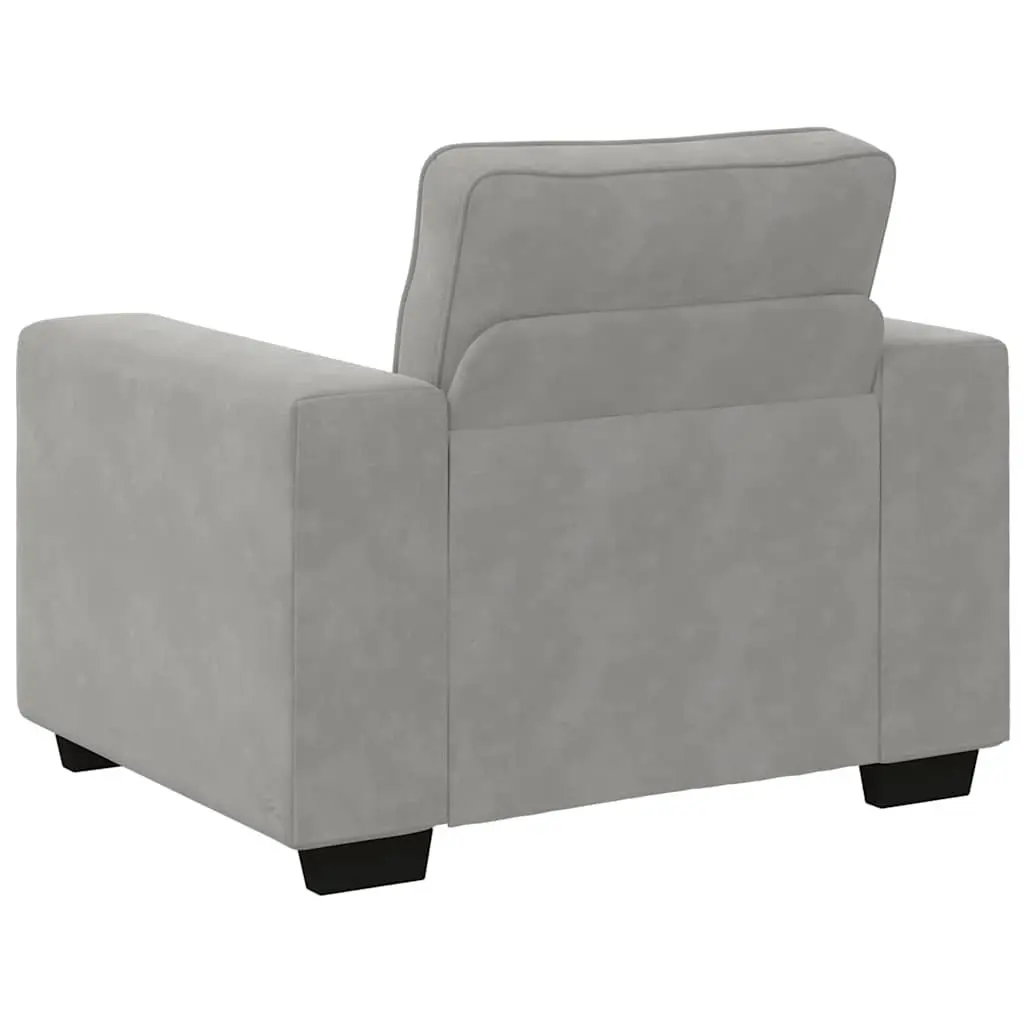 Sofa Chair Light Grey Velvet Padded Armchair 100W x 77D x 82H cm Upholstered Furniture