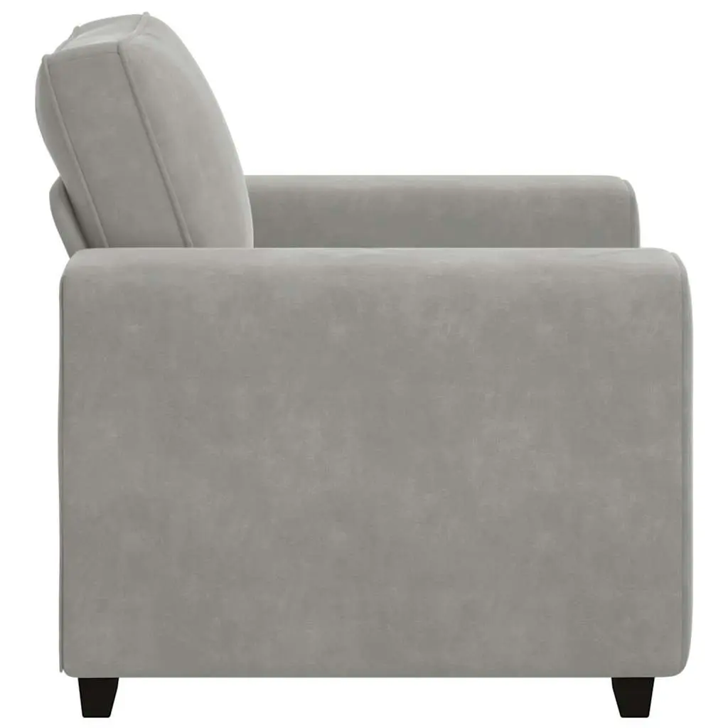 Sofa Chair Light Grey Velvet Padded Armchair 100W x 77D x 82H cm Upholstered Furniture