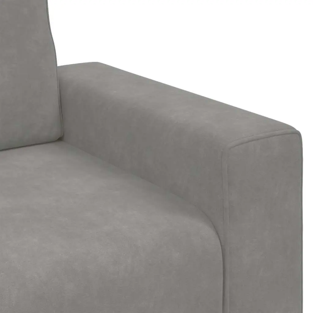 Sofa Chair Light Grey Velvet Padded Armchair 100W x 77D x 82H cm Upholstered Furniture