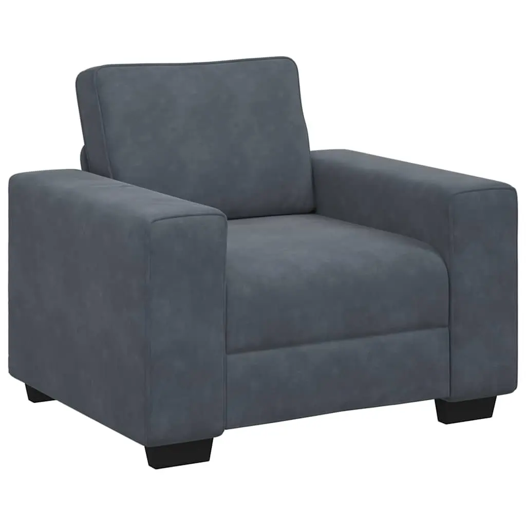 Sofa Chair Dark Grey Velvet Armchair Living Room Bedroom Relaxation Seating