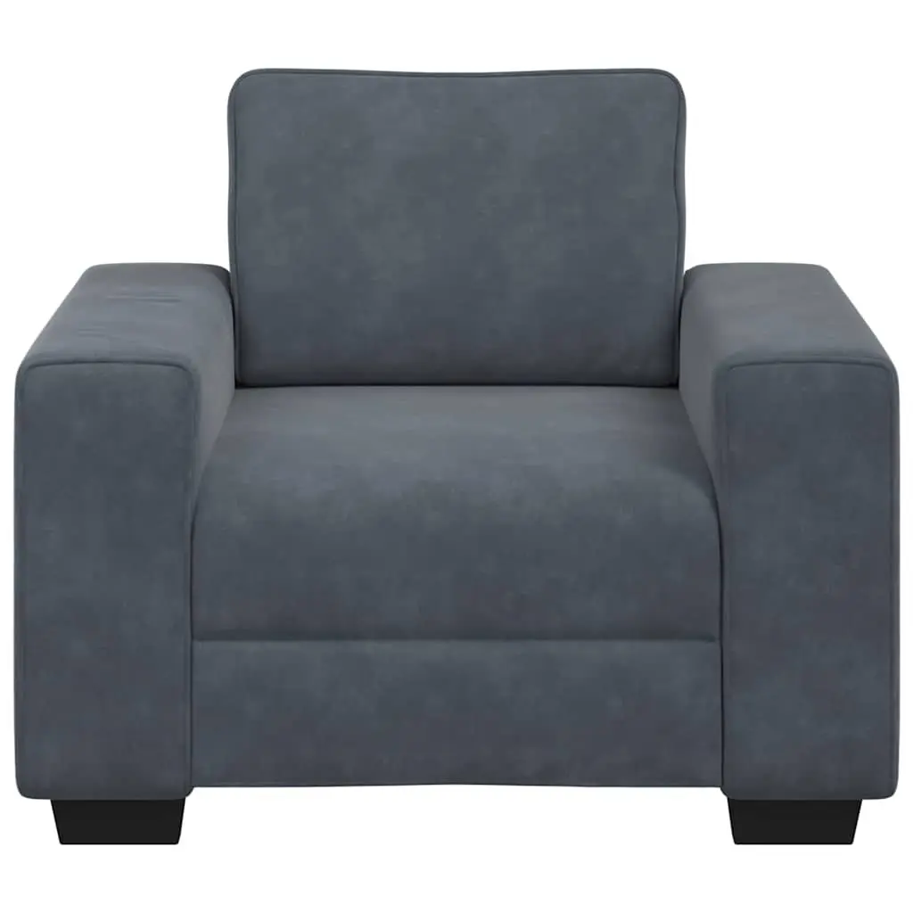 Sofa Chair Dark Grey Velvet Armchair Living Room Bedroom Relaxation Seating