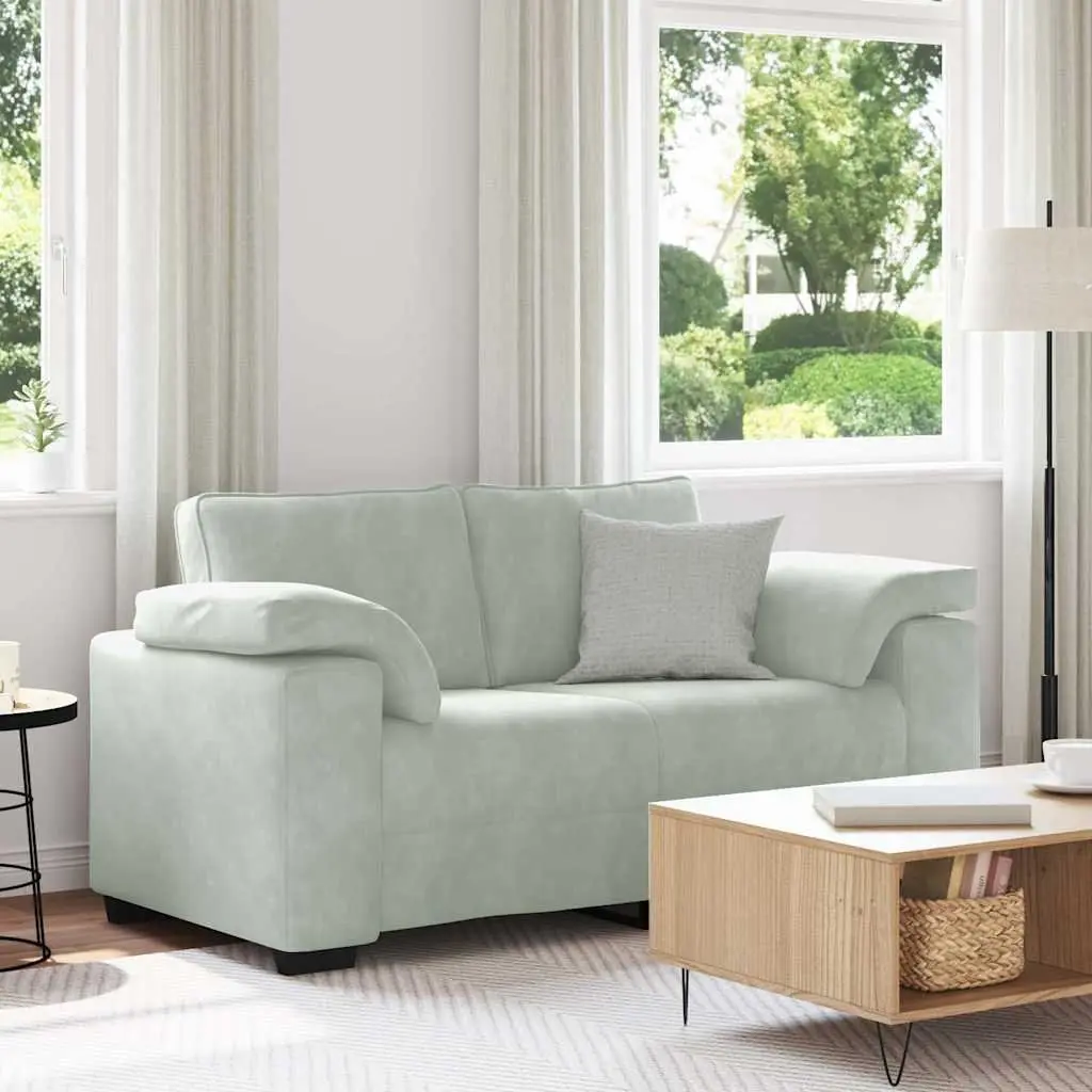 Sofa Loveseat Velvet Light Grey 2 Seater Couch 160x77x82cm for Living Room