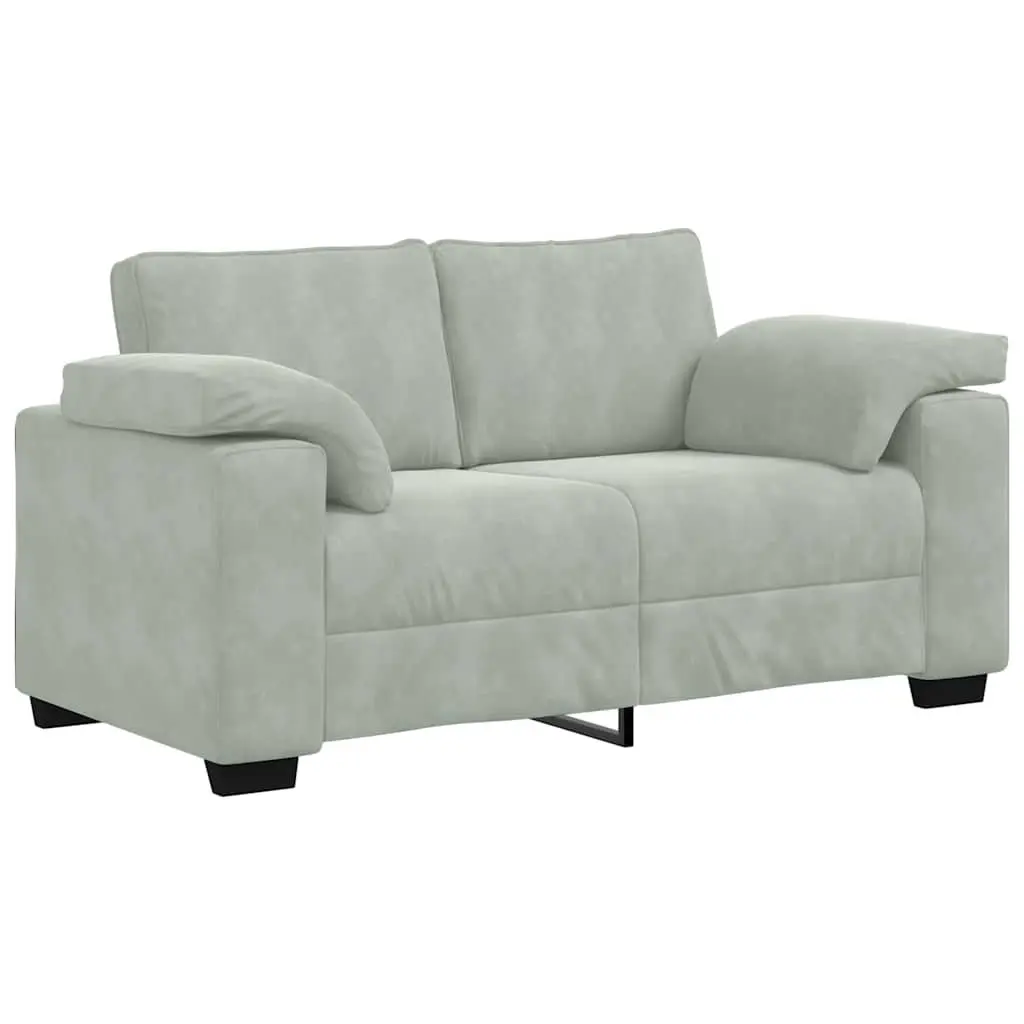 Sofa Loveseat Velvet Light Grey 2 Seater Couch 160x77x82cm for Living Room