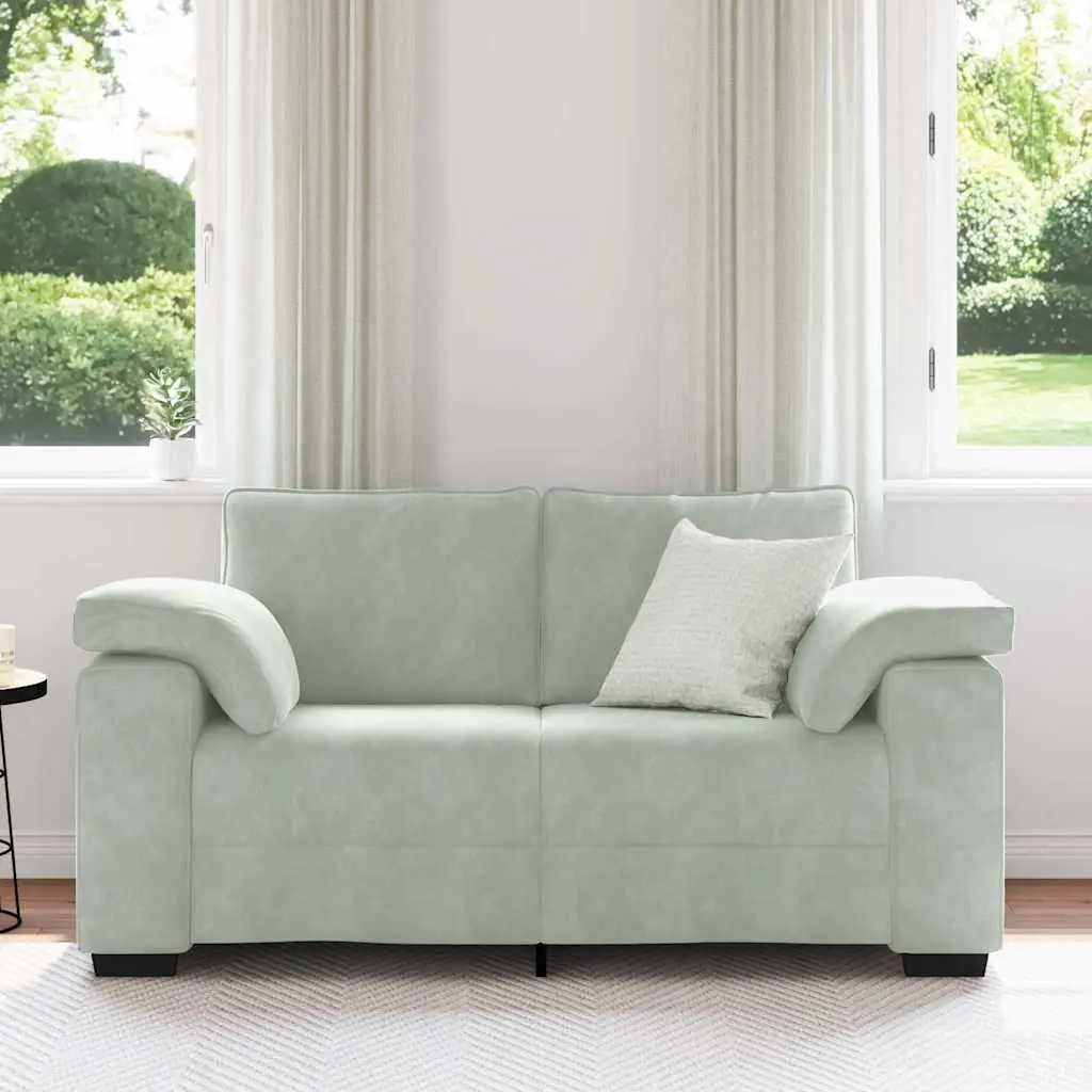 Sofa Loveseat Velvet Light Grey 2 Seater Couch 160x77x82cm for Living Room
