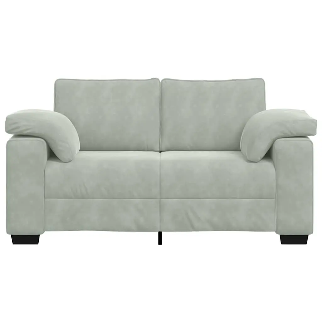 Sofa Loveseat Velvet Light Grey 2 Seater Couch 160x77x82cm for Living Room