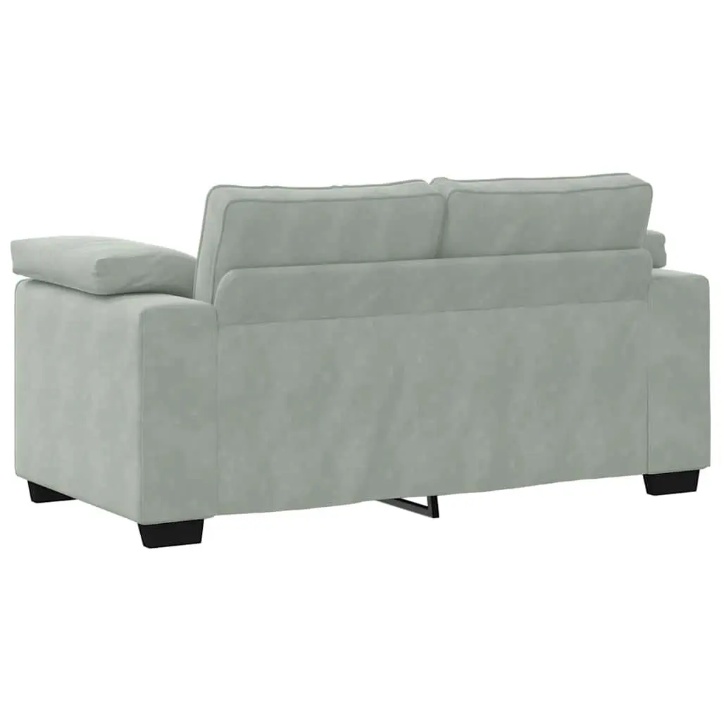 Sofa Loveseat Velvet Light Grey 2 Seater Couch 160x77x82cm for Living Room