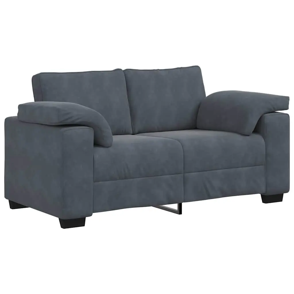 Loveseat Sofa Dark Grey Velvet 2 Seater Couch