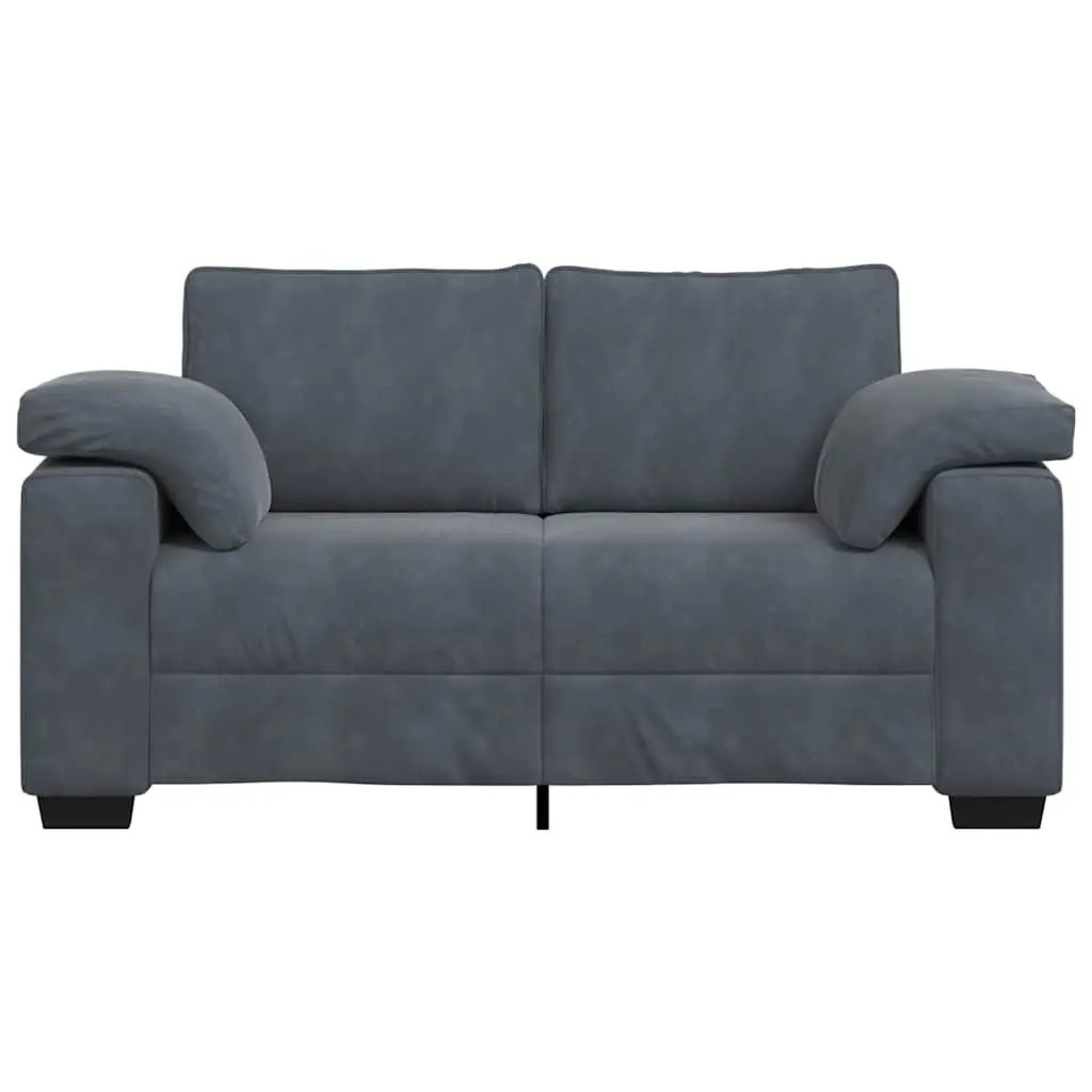 Loveseat Sofa Dark Grey Velvet 2 Seater Couch
