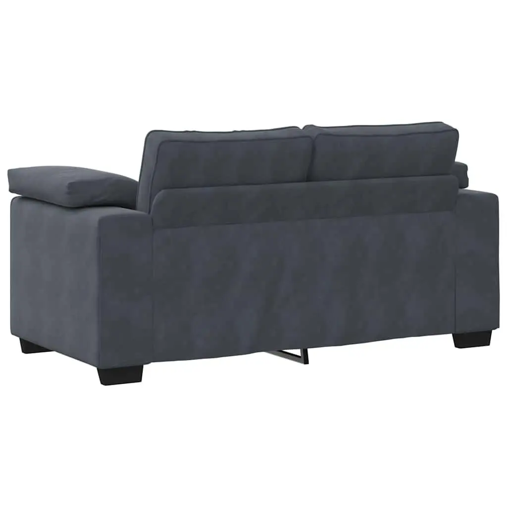 Loveseat Sofa Dark Grey Velvet 2 Seater Couch