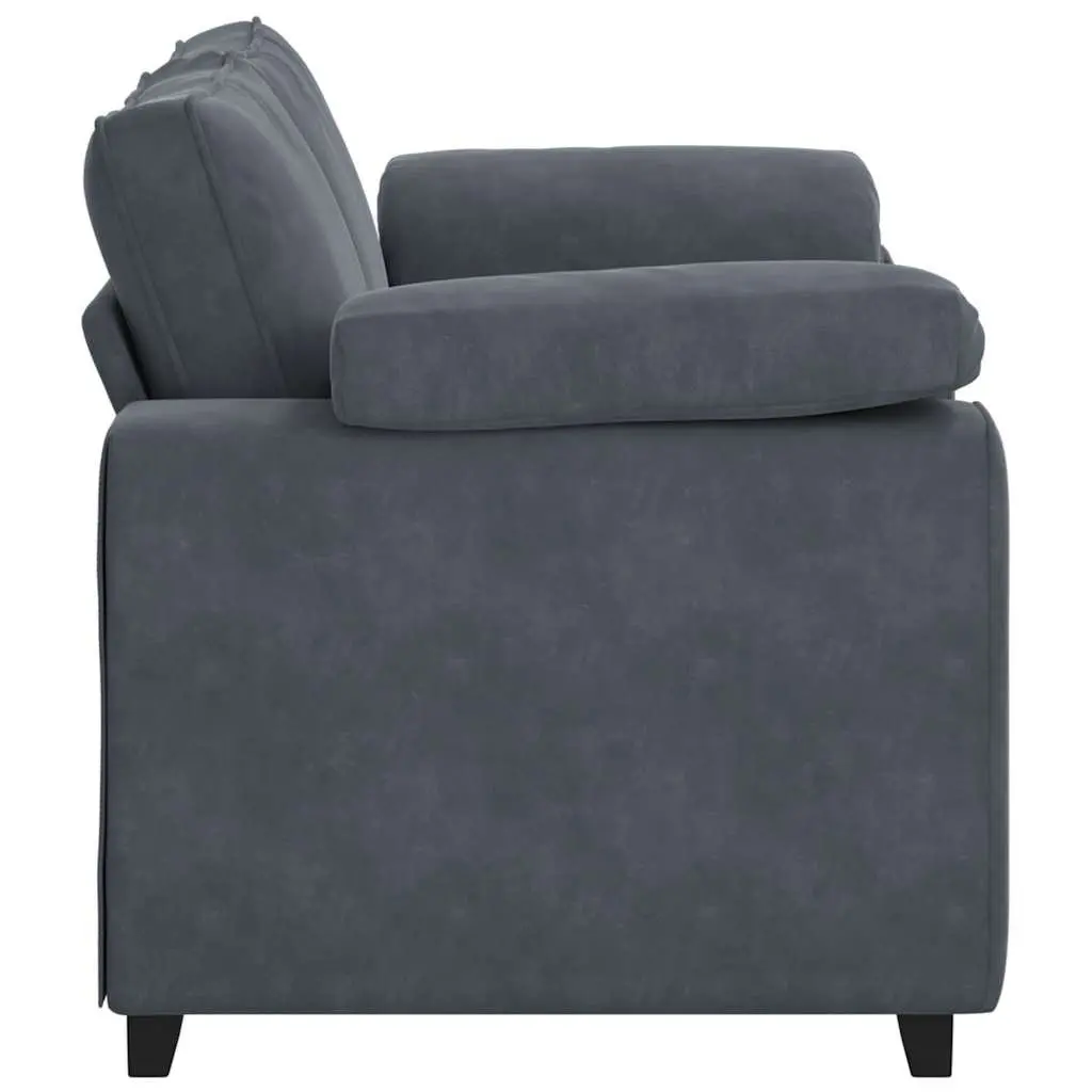 Loveseat Sofa Dark Grey Velvet 2 Seater Couch