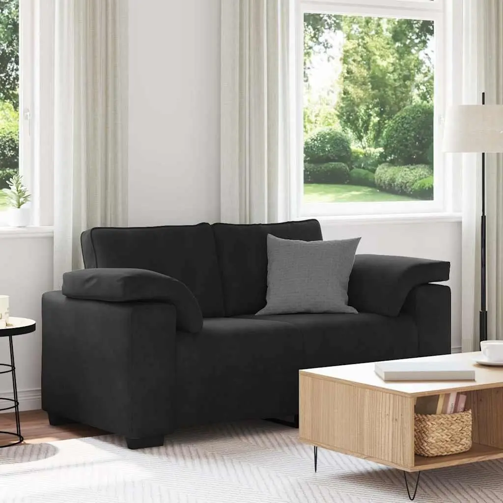 Loveseat Sofa Black Velvet 160x77x82 cm Compact Two Seater