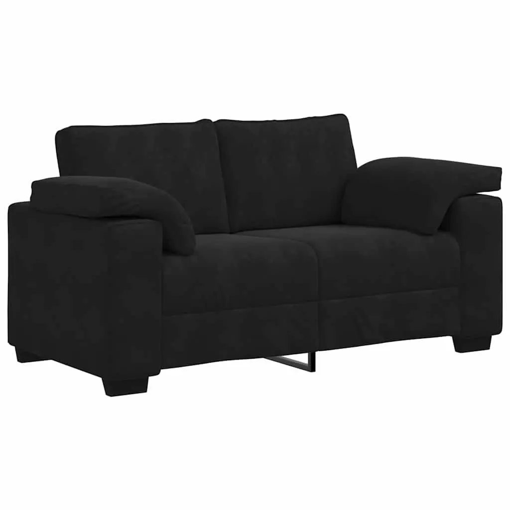 Loveseat Sofa Black Velvet 160x77x82 cm Compact Two Seater