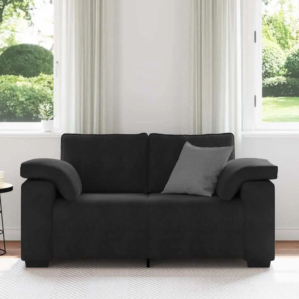 Loveseat Sofa Black Velvet 160x77x82 cm Compact Two Seater