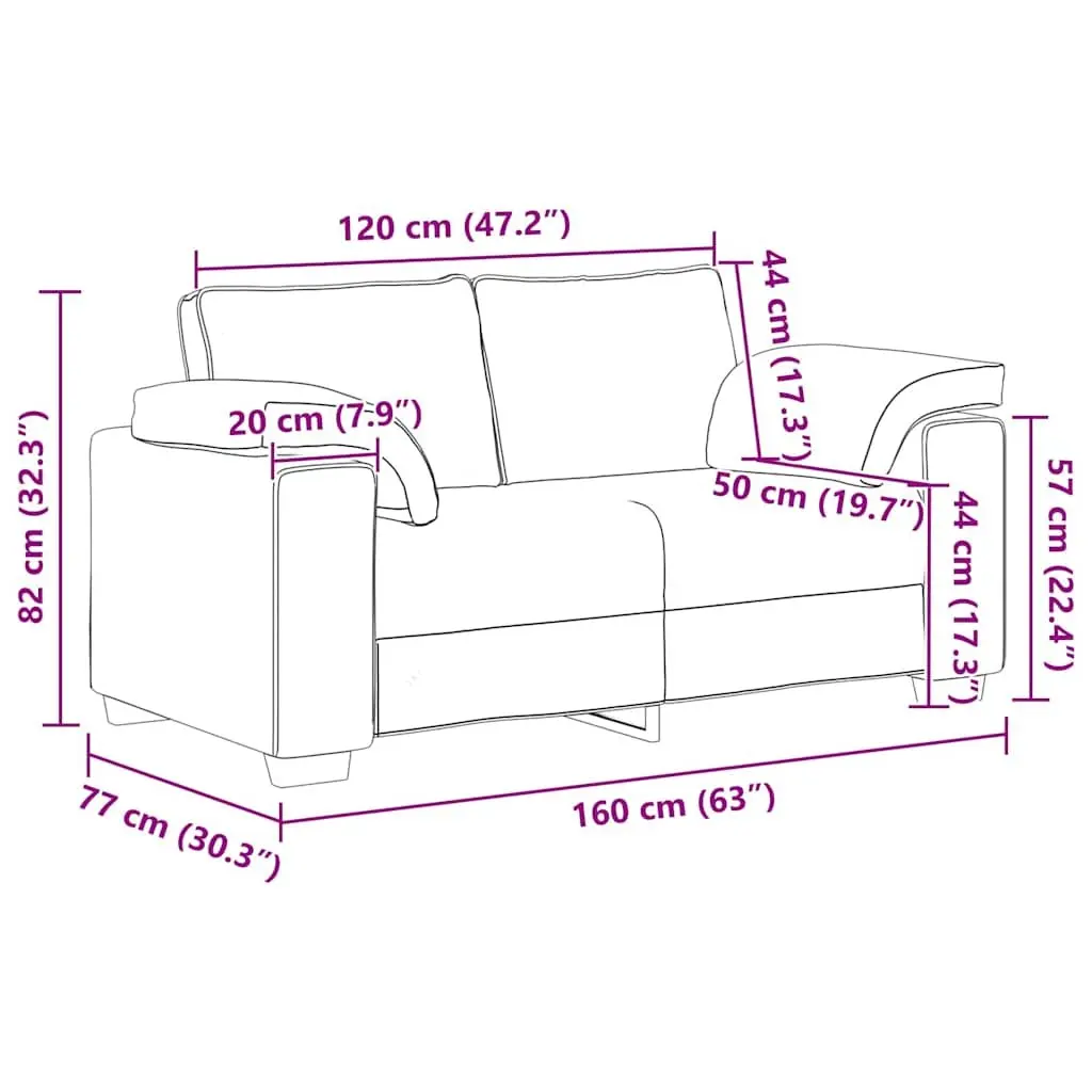 Loveseat Sofa Black Velvet 160x77x82 cm Compact Two Seater