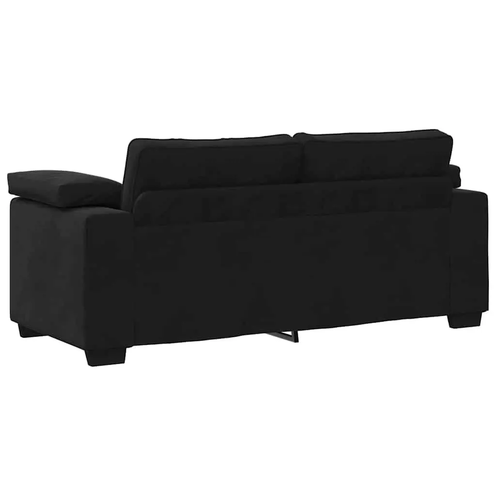 Loveseat Sofa Black Velvet 2 Seater 180x77x82cm Plywood and Metal Frame