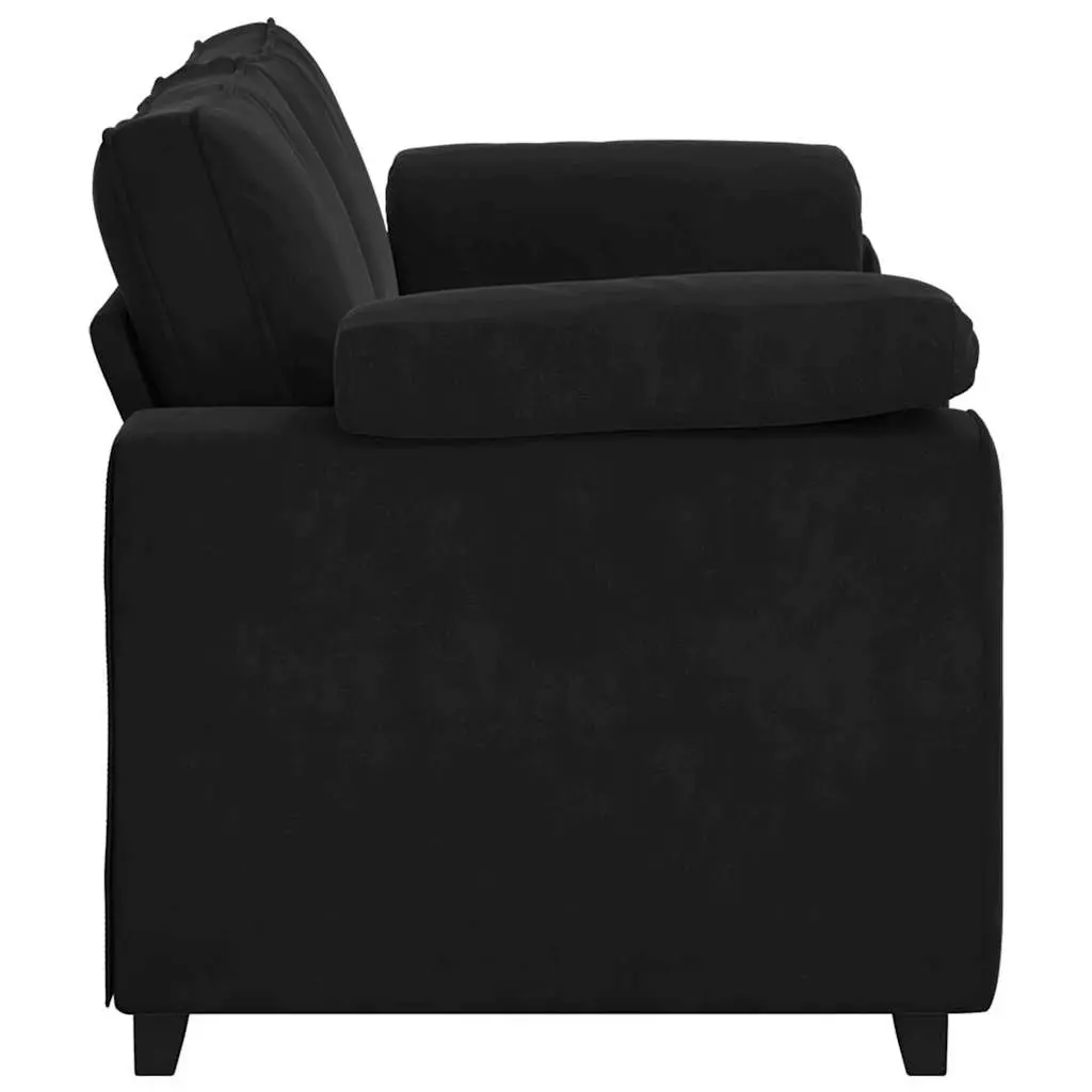 Loveseat Sofa Black Velvet 2 Seater 180x77x82cm Plywood and Metal Frame