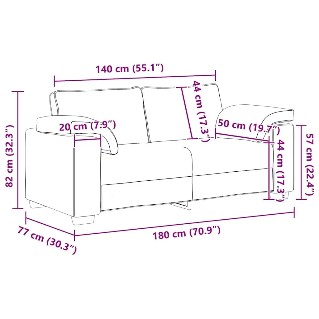 Loveseat Sofa Black Velvet 2 Seater 180x77x82cm Plywood and Metal Frame