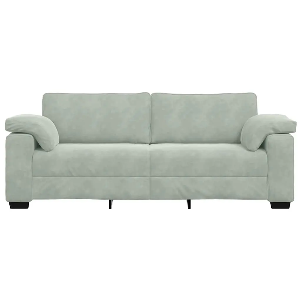 3-Seater Sofa Grey Velvet Modern Lounge Couch 220x77x82cm Plywood and Metal Frame