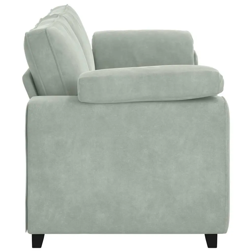 3-Seater Sofa Grey Velvet Modern Lounge Couch 220x77x82cm Plywood and Metal Frame