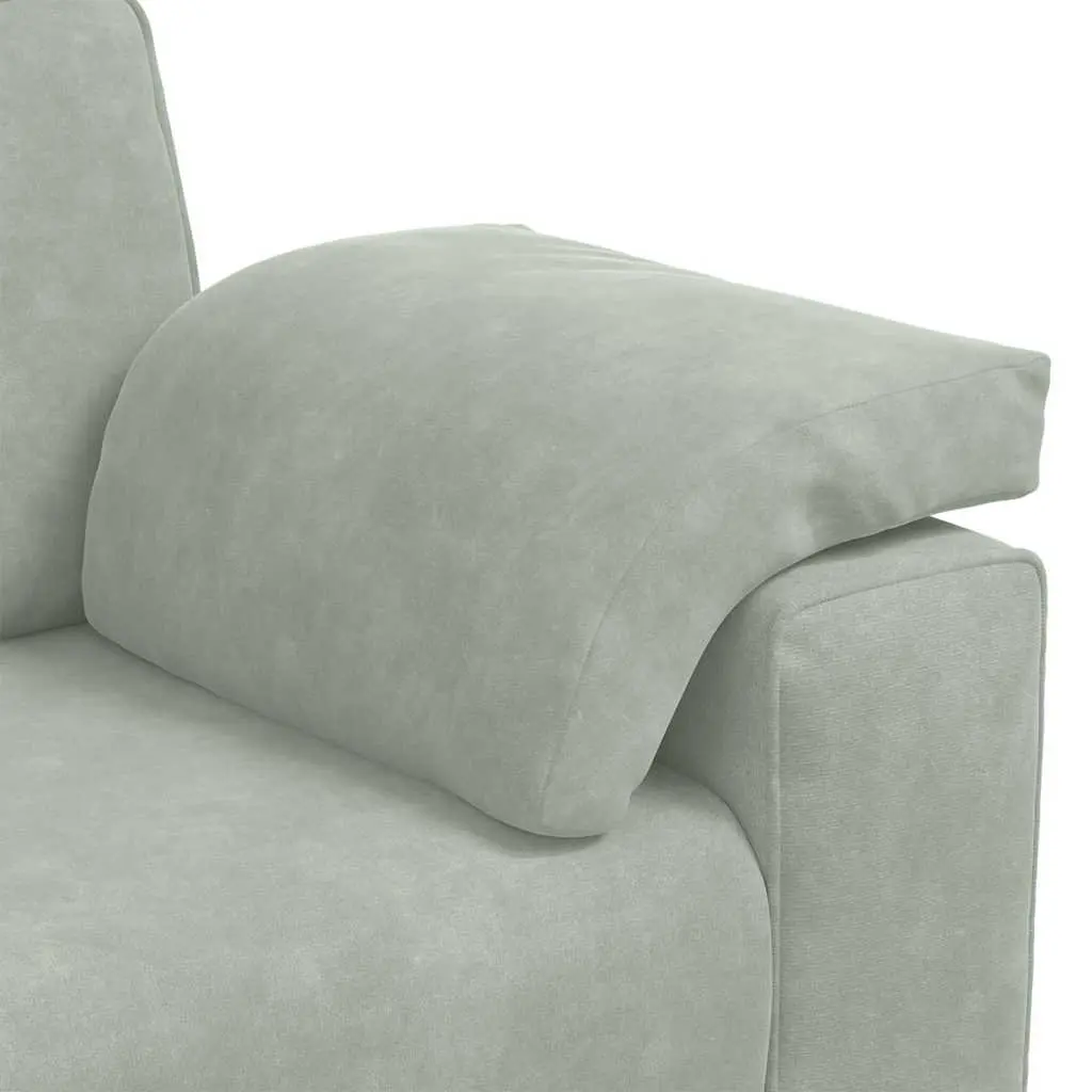 3-Seater Sofa Grey Velvet Modern Lounge Couch 220x77x82cm Plywood and Metal Frame