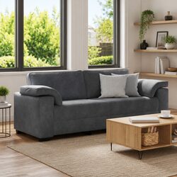 Grey Velvet 3-Seater Sofa for Relaxation
