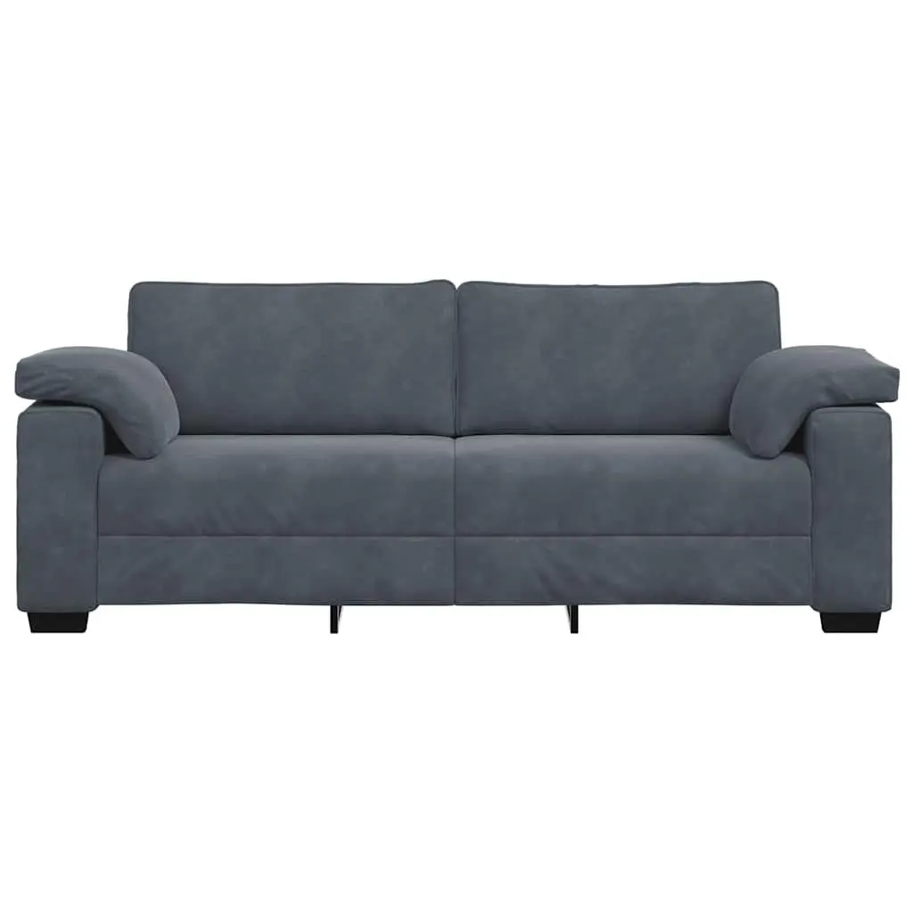 3-Seater Sofa Grey Velvet 220x77x82cm Plywood and Metal Frame