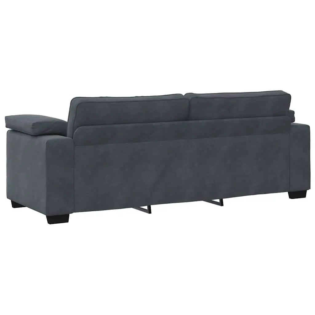 3-Seater Sofa Grey Velvet 220x77x82cm Plywood and Metal Frame
