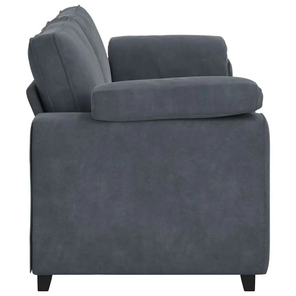 3-Seater Sofa Grey Velvet 220x77x82cm Plywood and Metal Frame