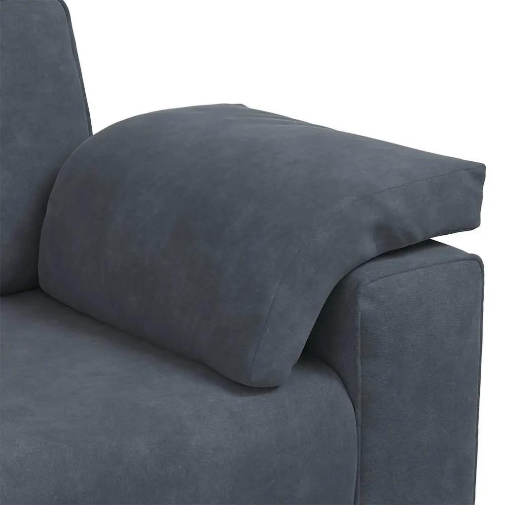 3-Seater Sofa Grey Velvet 220x77x82cm Plywood and Metal Frame