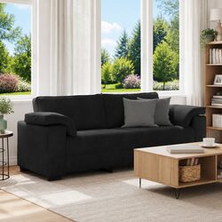 Comfort-Enhancing 3-Seater Sofa in Black Velvet