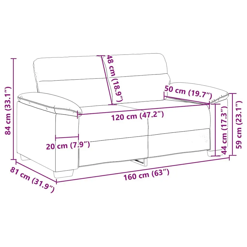 2-Seater Sofa Grey Fabric Upholstered Lounge Couch
