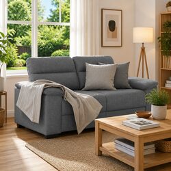Grey Fabric 2-Seater Sofa for Cozy Living Spaces