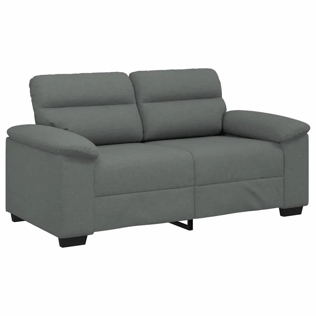 2-Seater Sofa Grey Fabric Lounge Couch Polyester Upholstery Wooden and Metal Frame