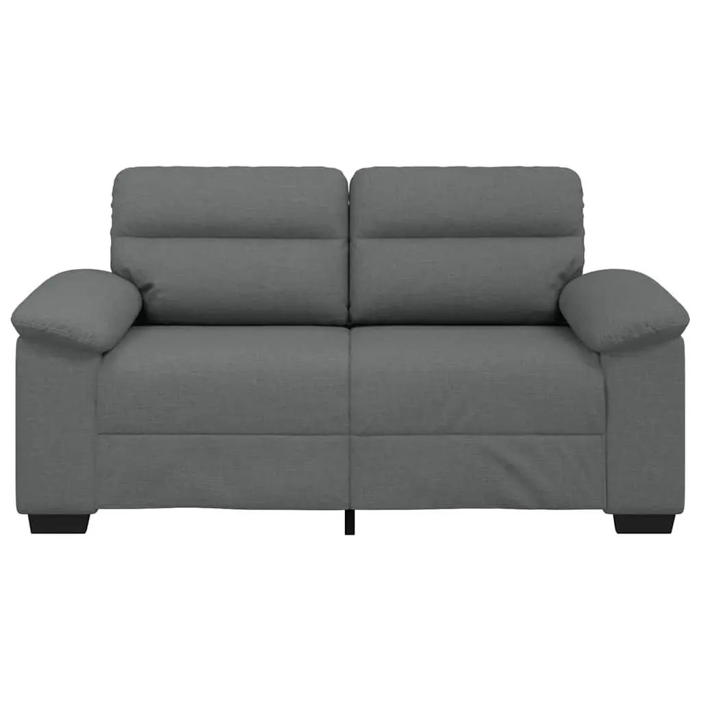 2-Seater Sofa Grey Fabric Lounge Couch Polyester Upholstery Wooden and Metal Frame