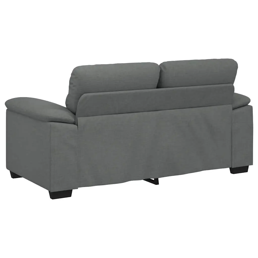 2-Seater Sofa Grey Fabric Lounge Couch Polyester Upholstery Wooden and Metal Frame