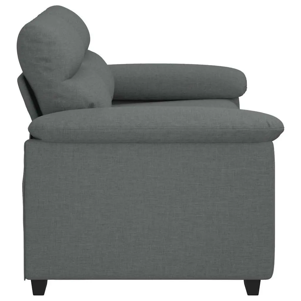 2-Seater Sofa Grey Fabric Lounge Couch Polyester Upholstery Wooden and Metal Frame