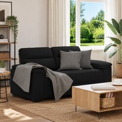Cozy Black Fabric 2-Seater Sofa for Living Rooms