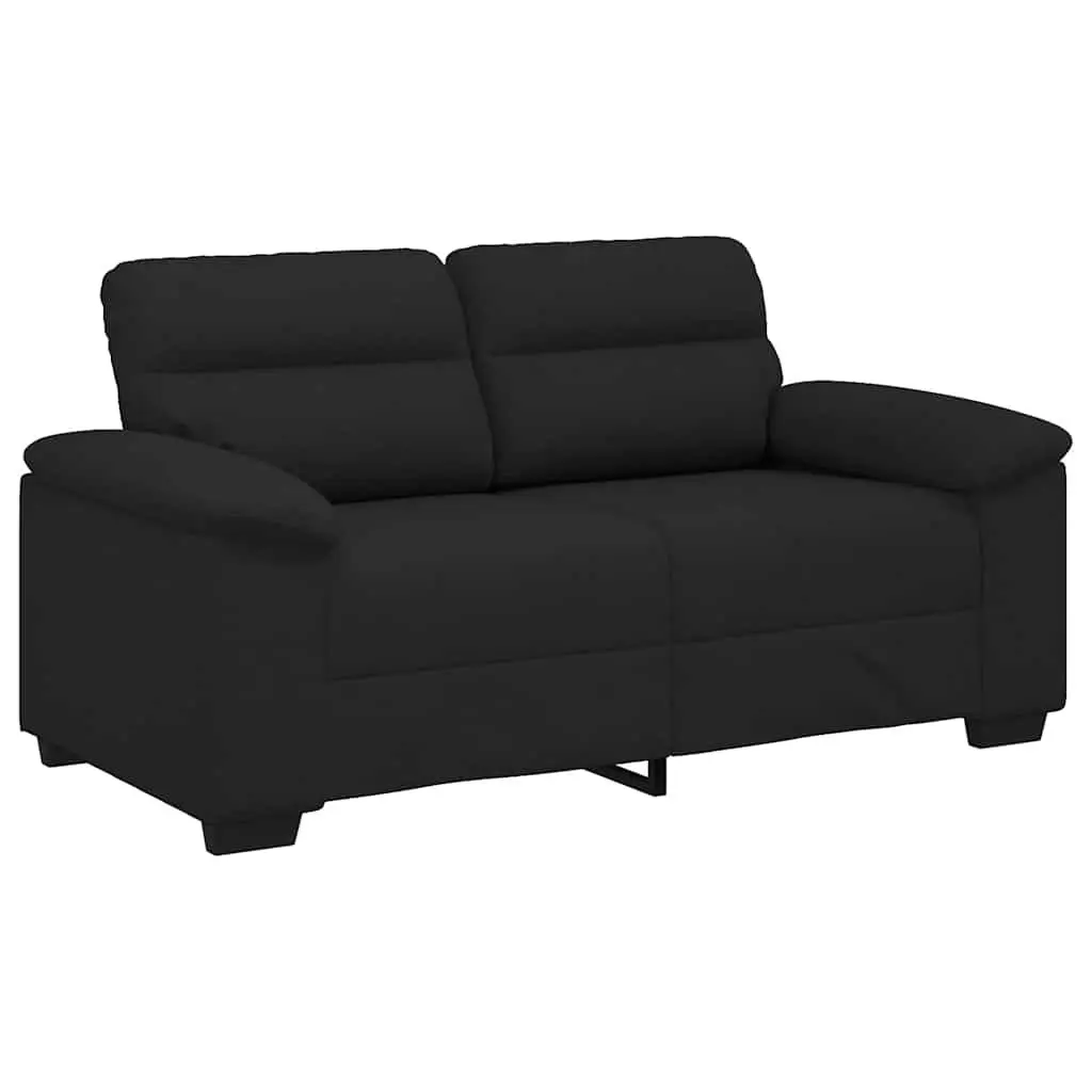 2-Seater Sofa Black Fabric 160x81x84 cm Polyester Upholstered Frame