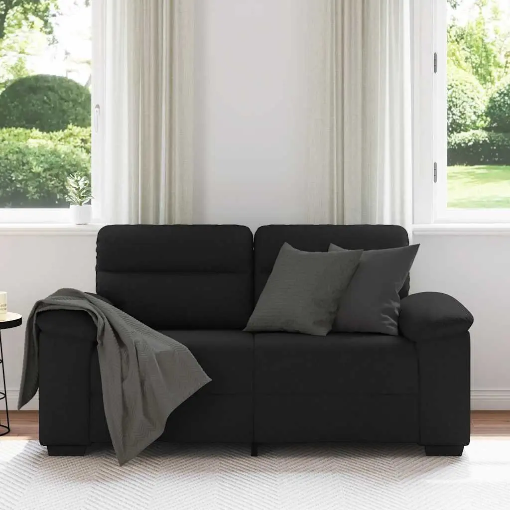 2-Seater Sofa Black Fabric 160x81x84 cm Polyester Upholstered Frame
