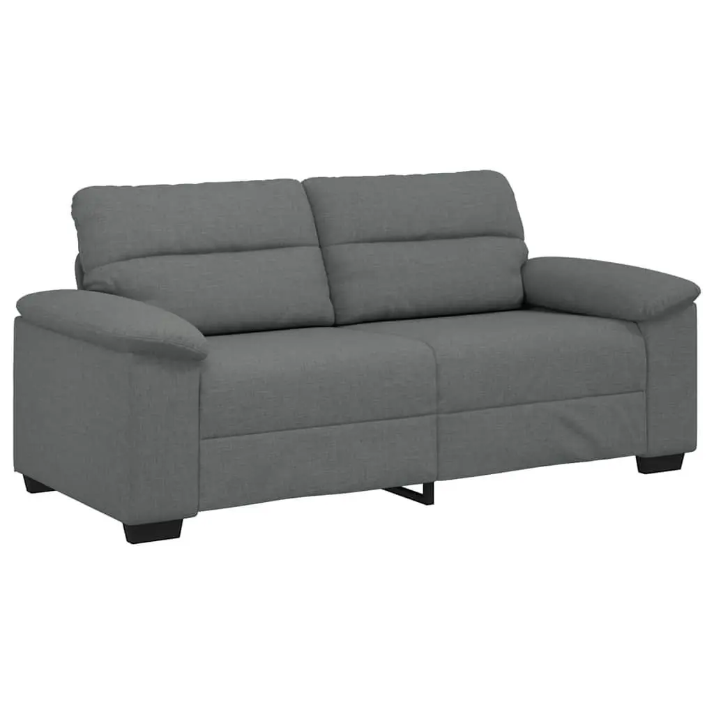 2-Seater Sofa Dark Grey Polyester Fabric Upholstered Couch 180cm Wooden and Metal Frame