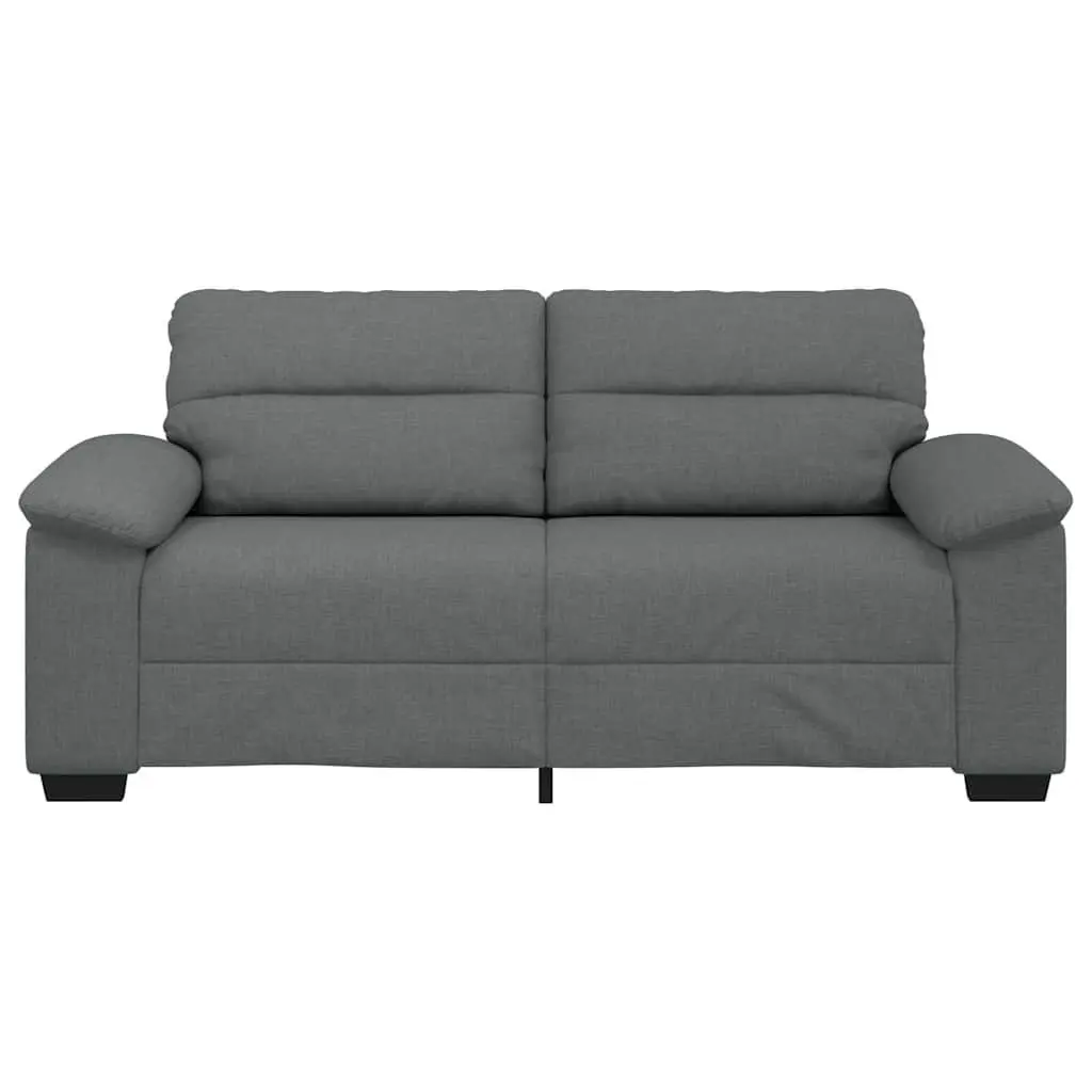 2-Seater Sofa Dark Grey Polyester Fabric Upholstered Couch 180cm Wooden and Metal Frame