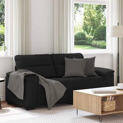 2-Seater Sofa Black Fabric Lounge Living Room Furniture Comfortable Armrests