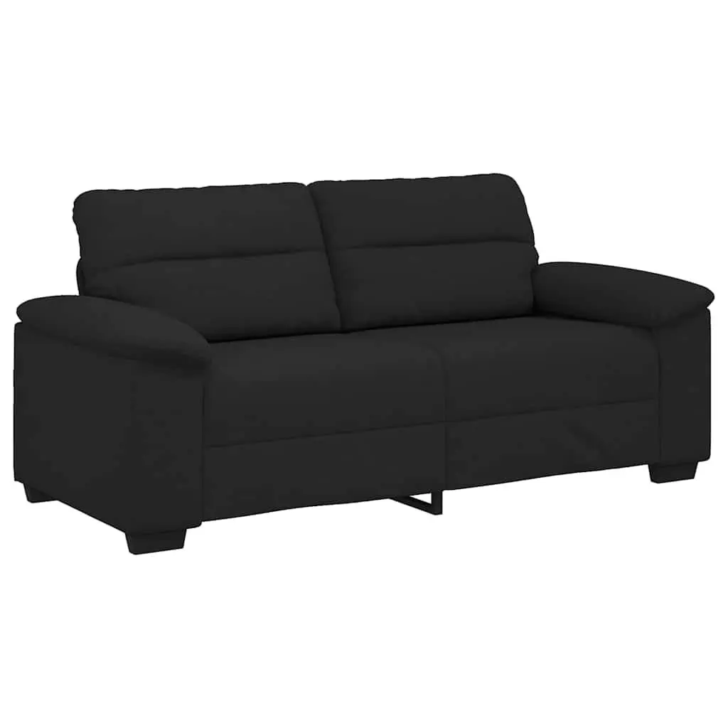 2-Seater Sofa Black Fabric Lounge Living Room Furniture Comfortable Armrests
