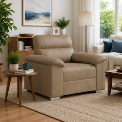 Comfortable Brown Faux Leather Sofa Chair for Relaxation
